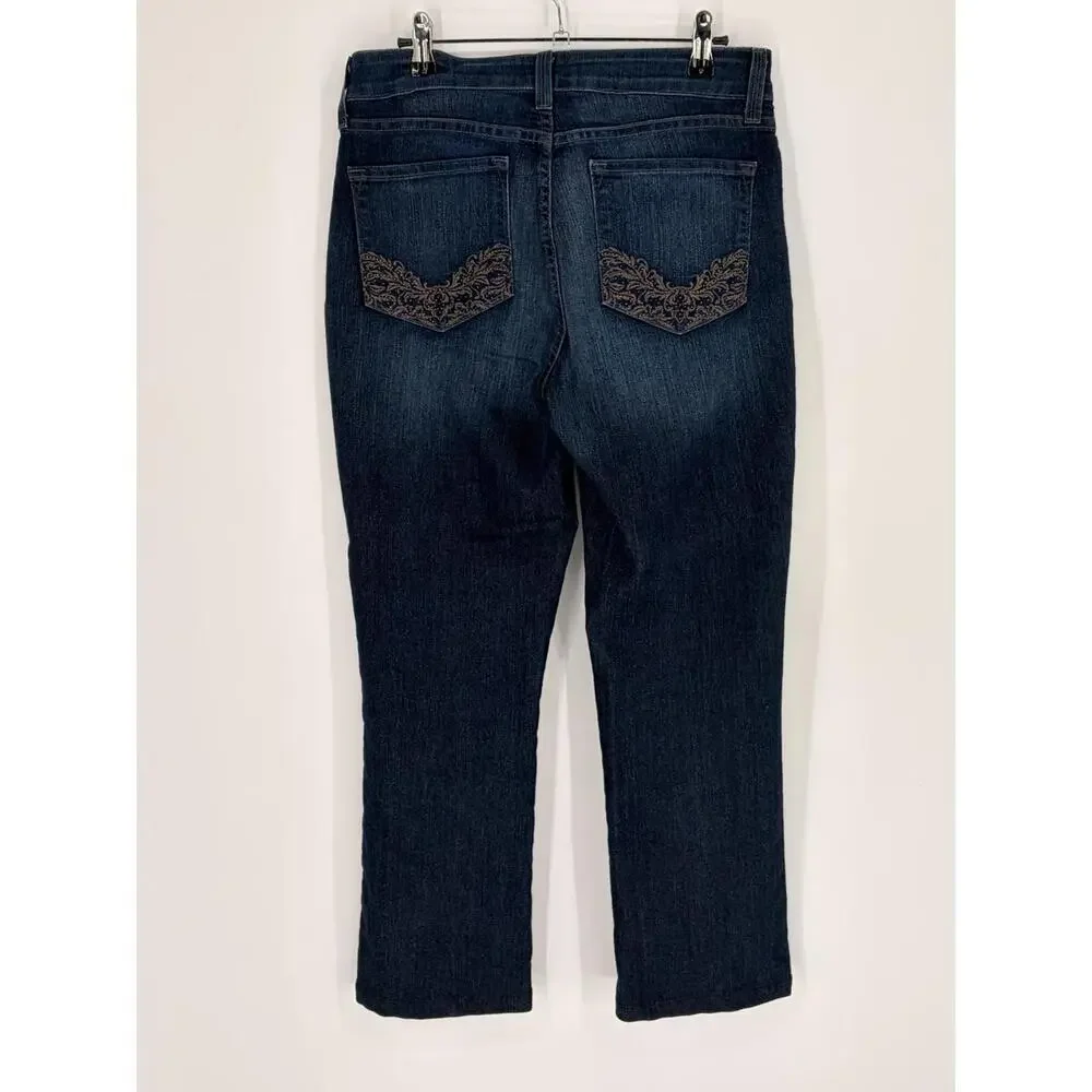 NYDJ Embroidered Bootcut Jeans Size 8‎ Stretch Denim